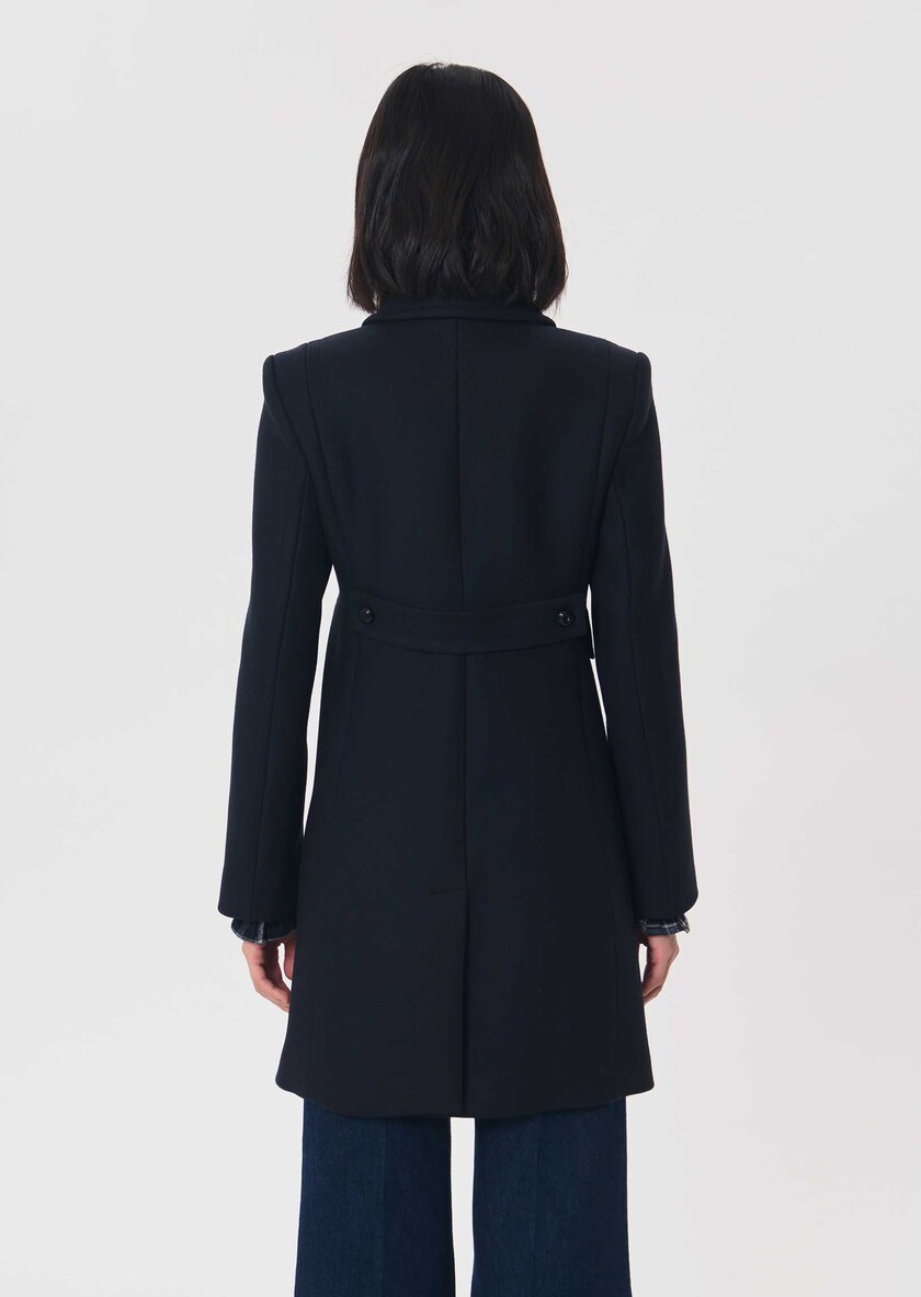 Martha Coat navy blue double-breasted belted Night TARA JARMON US