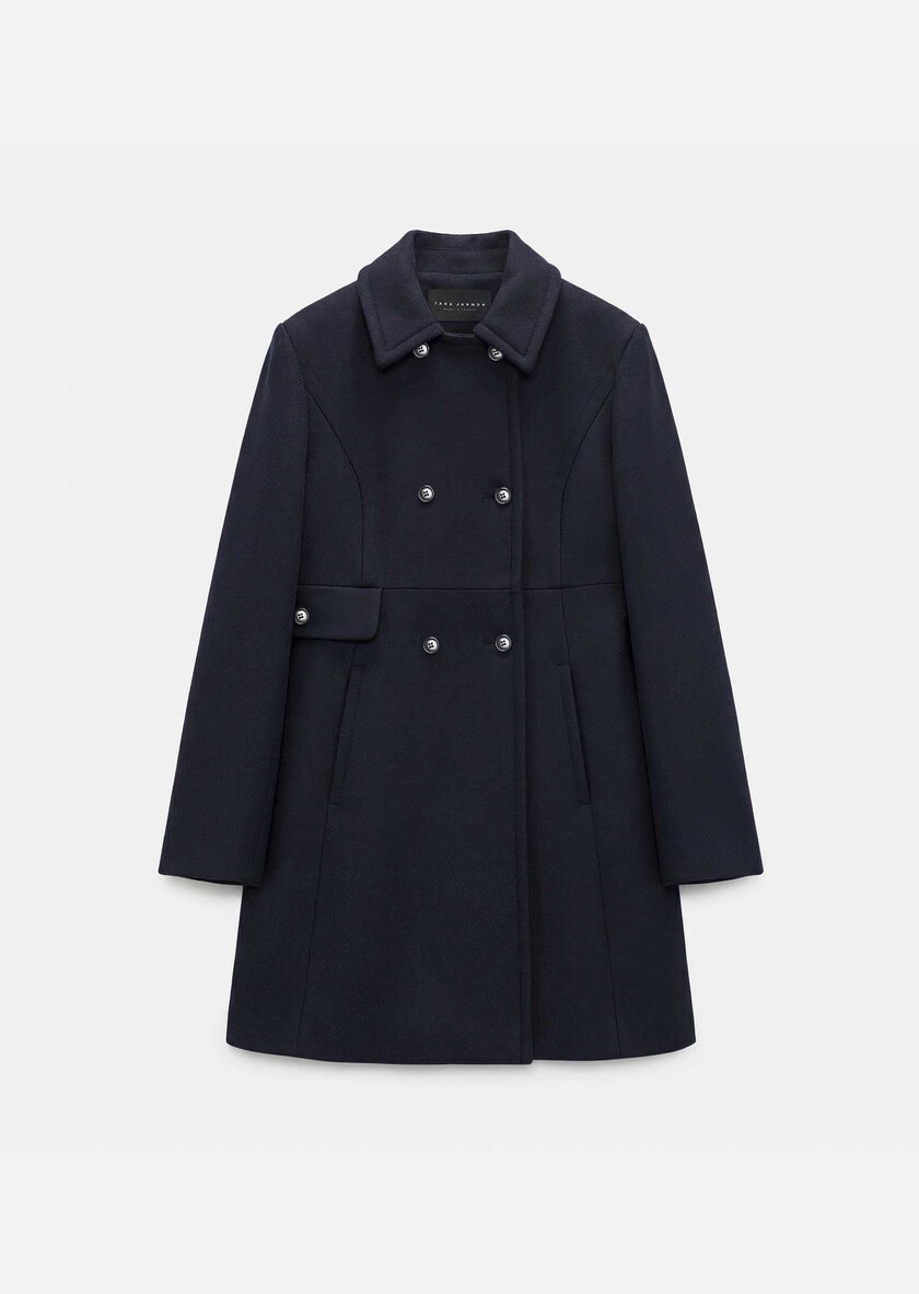 Martha Coat navy blue double-breasted belted Night TARA JARMON US