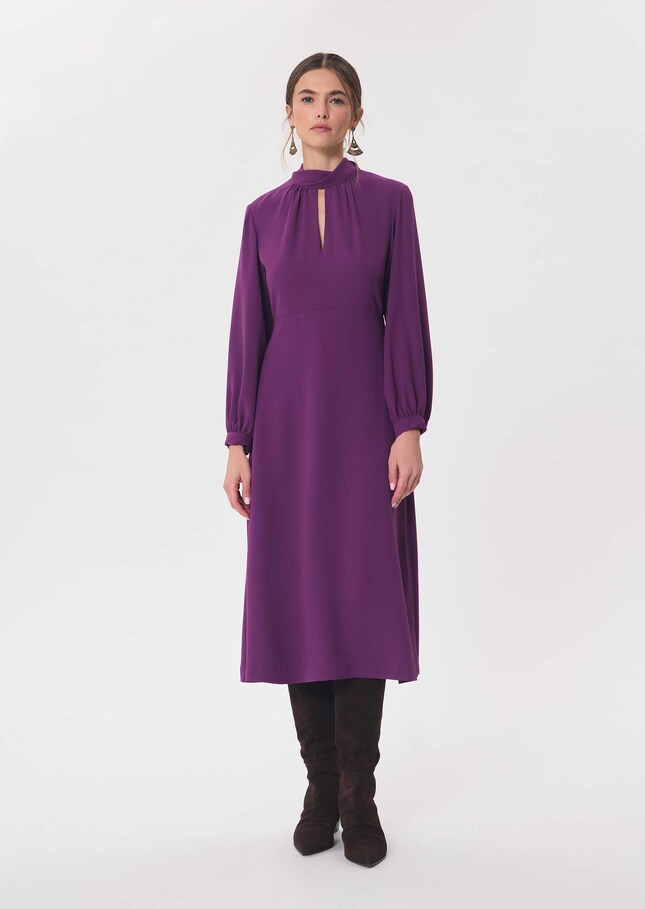 Rubben Dress blackberry with a tied collar Mûre TARA JARMON US