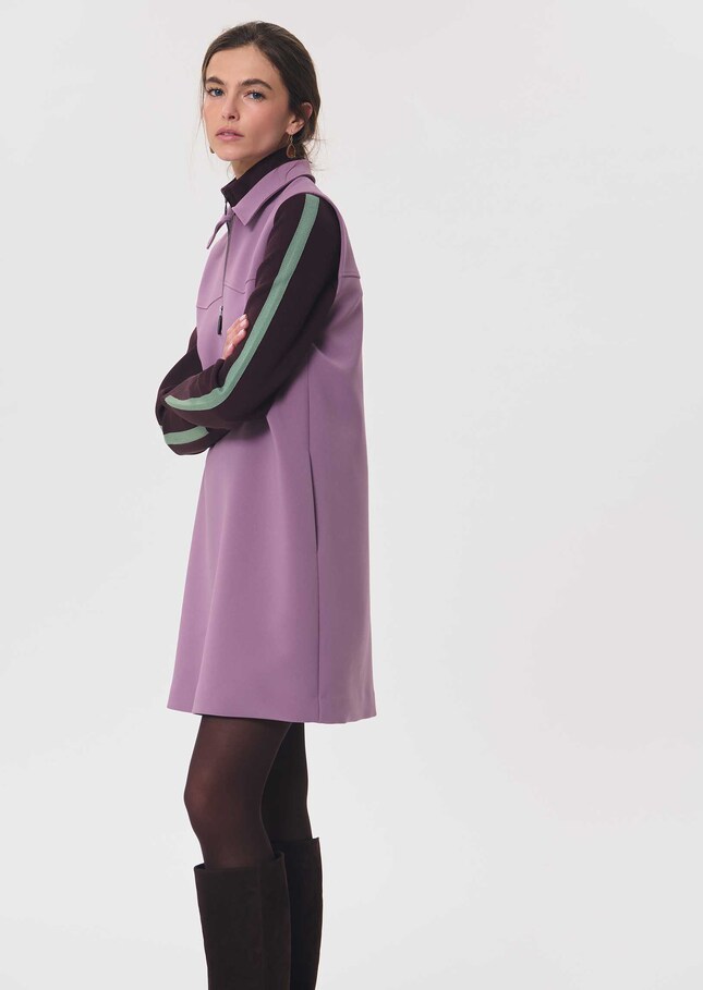 Riffi Dress short purple dress with contrasting collar Pourpre TARA JARMON US