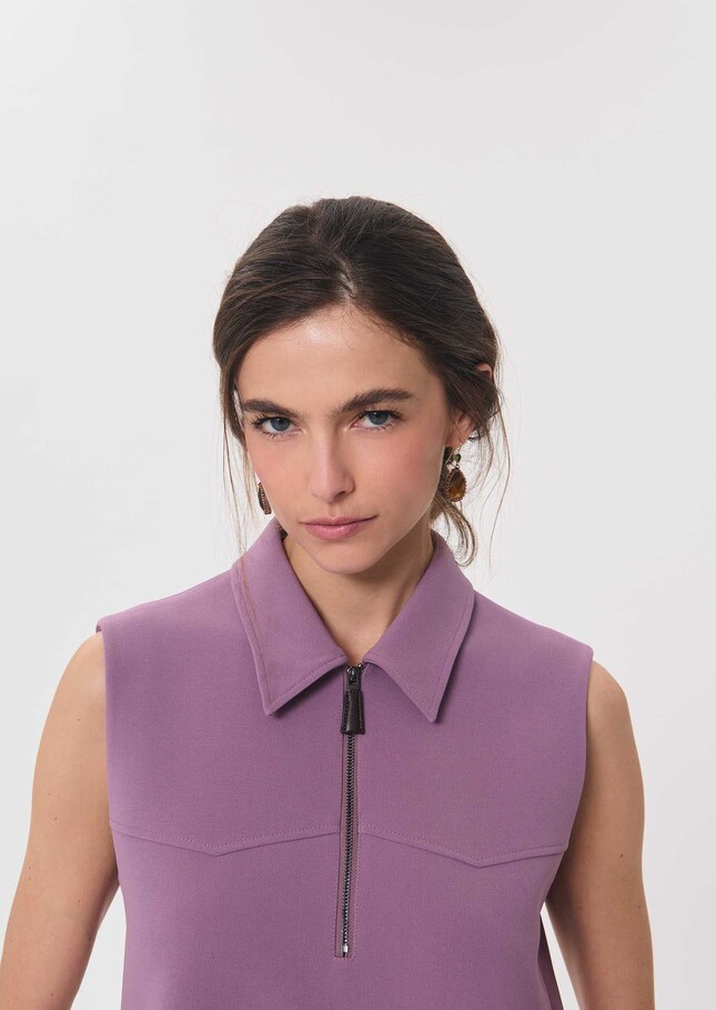 Riffi Dress short purple dress with contrasting collar Pourpre TARA JARMON US