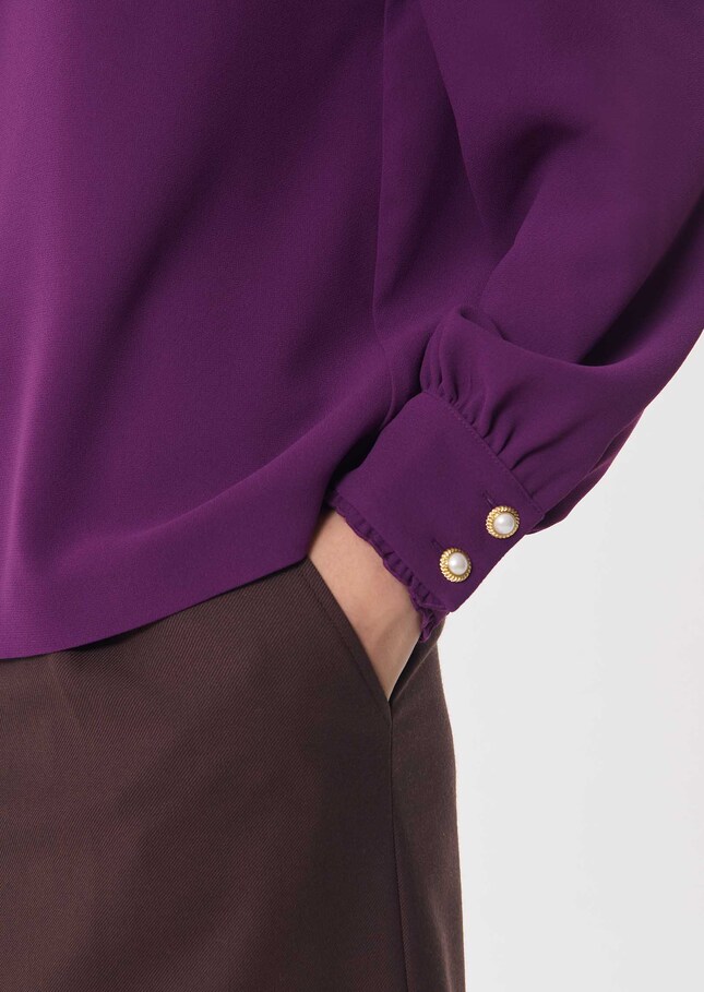 Top Tessy purple long-sleeved shirt with a ruffled collar Mûre TARA JARMON US
