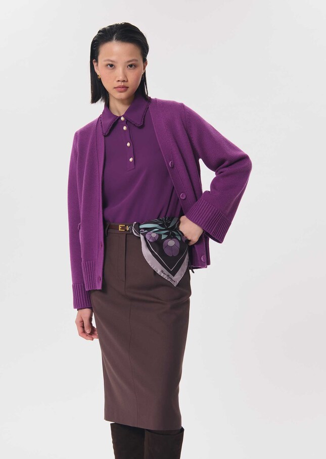 Top Tessy purple long-sleeved shirt with a ruffled collar Mûre TARA JARMON US