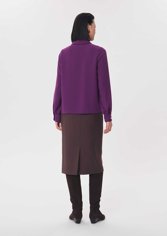 Top Tessy purple long-sleeved shirt with a ruffled collar Mûre TARA JARMON US