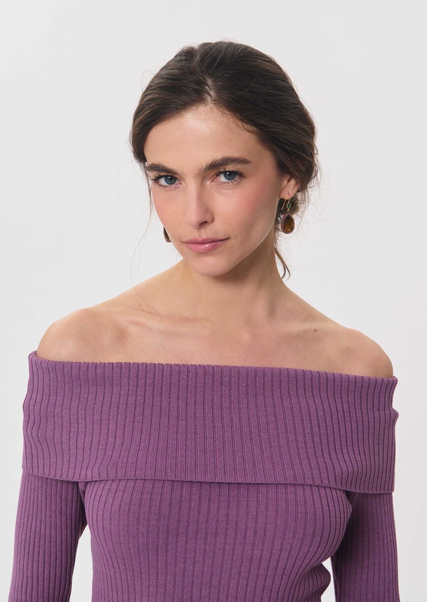Philippine sweater purple boat neck Pourpre TARA JARMON US
