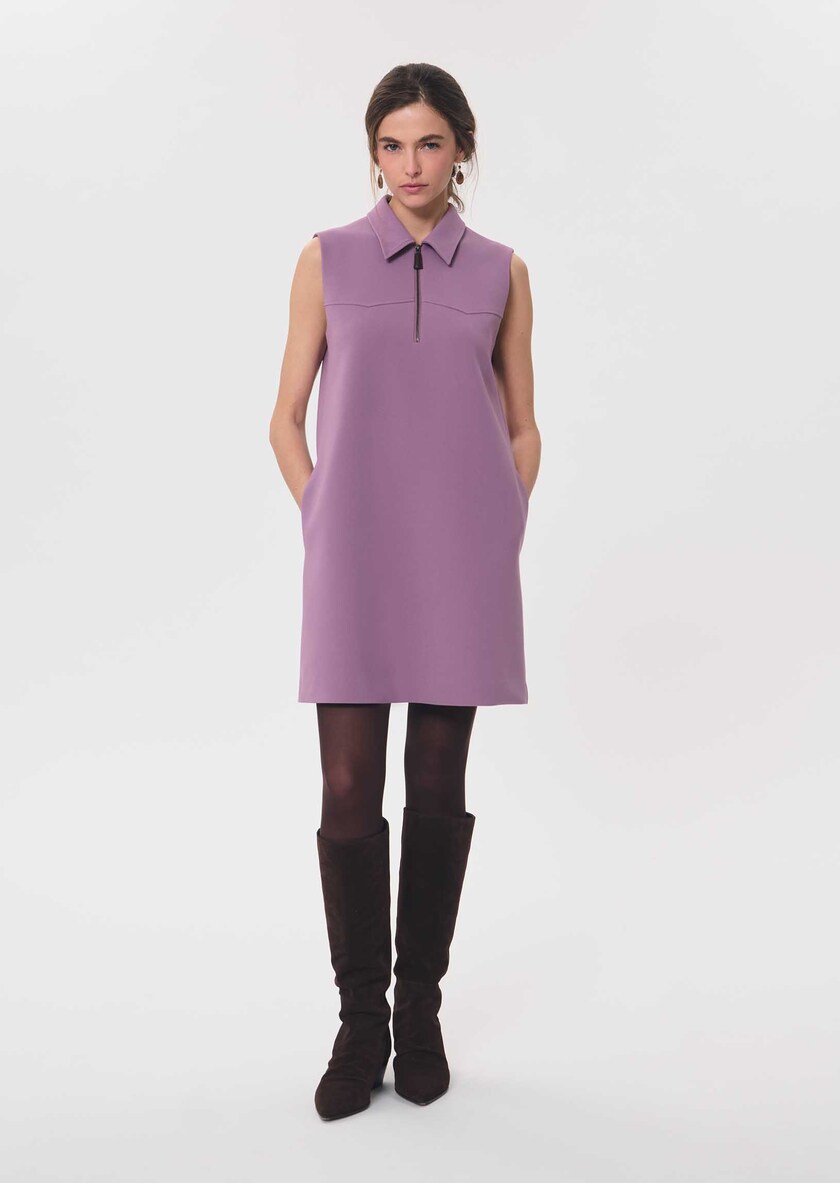 Riffi Dress short purple dress with contrasting collar Pourpre TARA JARMON US