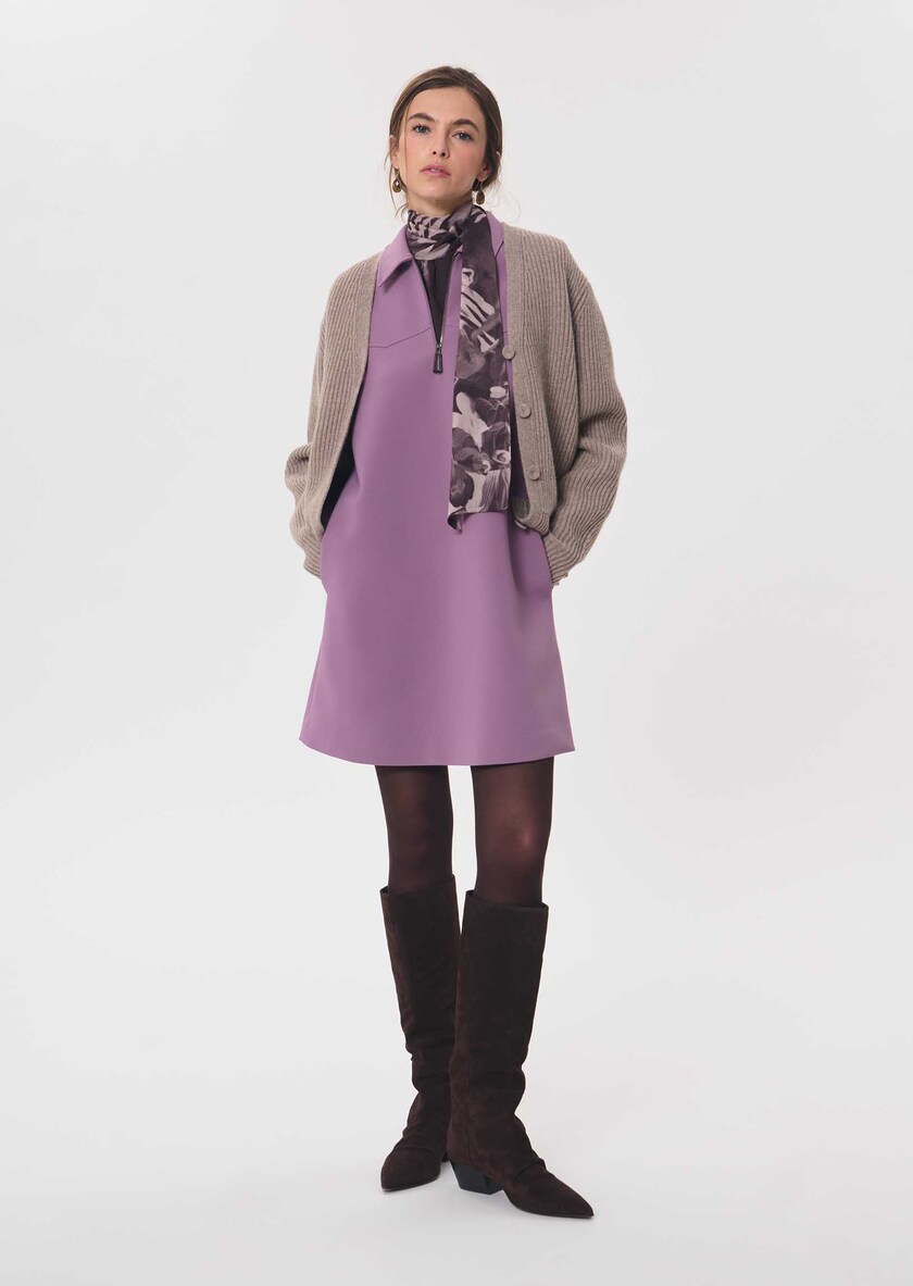 Riffi Dress short purple dress with contrasting collar Pourpre TARA JARMON US