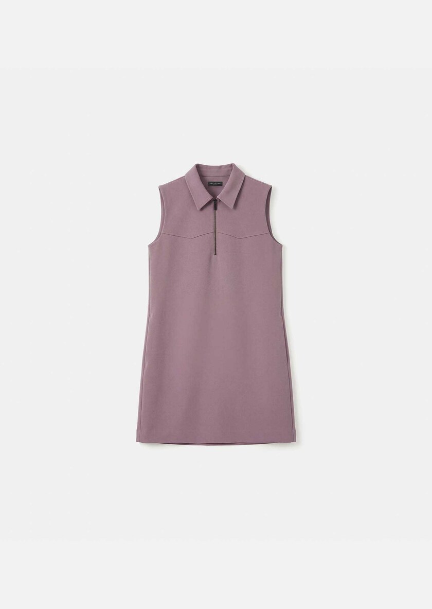 Riffi Dress short purple dress with contrasting collar Pourpre TARA JARMON US